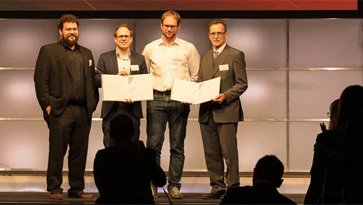Von links nach rechts: VERBUND-Geschäftsführer Wolfgang Anzengruber, Andreas Hingel, Bernhard Adler, Christian Rakusch (ecop Technologies GmbH) und Karl Ponweiser (TU Wien)