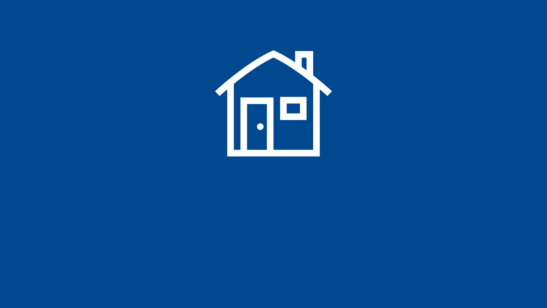 A stylised white house can be seen on a dark blue background.