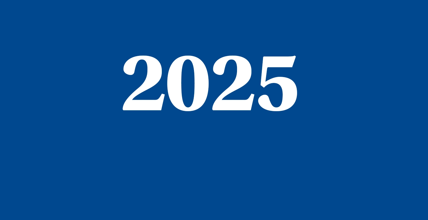 The number 2025 is in white on a dark blue background.