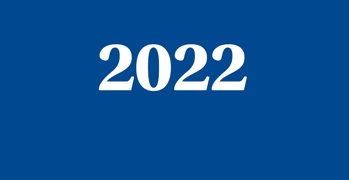 The number 2022 is in white on a dark blue background.