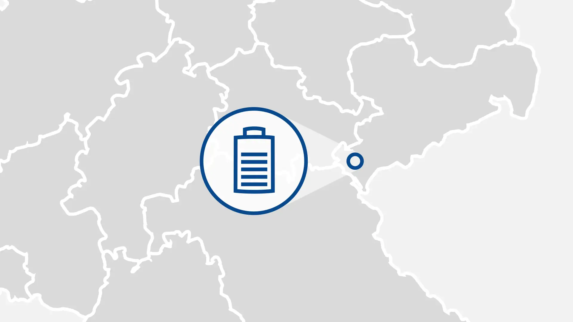 Landkarte mit Batteriespeichericon für den Standort Elsterberg-Coschütz in Deutschland.